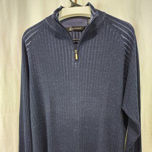 Bachrach blue heather quarter zip sweater, size XLarge